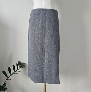 Loft S ribbed grey pencil skirt slit